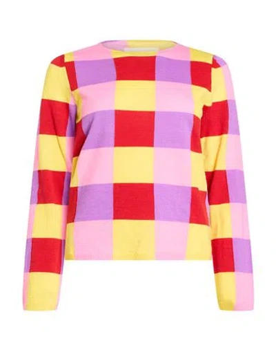 Comme Des Garçons Woman Sweater Pink Size M Acrylic, Wool In Multi