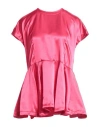 Comme Des Garçons Ruffle-hem Satin Blouse In Pink