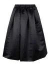 Comme Des Garçons Pleated Satin Finish Midi Length Skirt In Black
