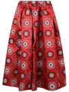 Comme Des Garçons Patterned Wide-leg Pants In Red Multi