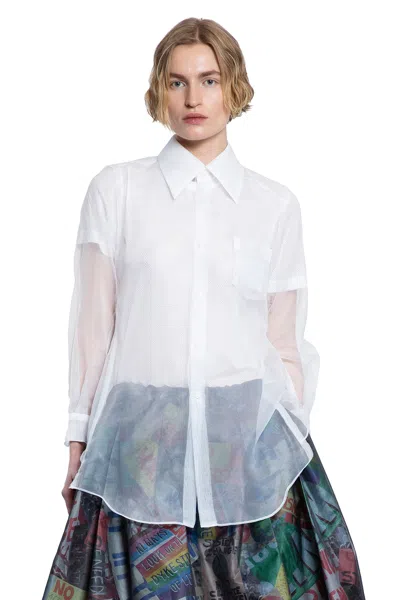 COMME DES GARÇONS LAYERED WOOL MESH AND TULLE SHIRT