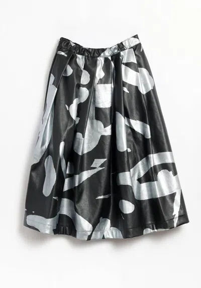 Comme Des Garçons Women's All-over Print Skirt In Black And Silver In Multi