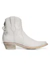 Comme Des Garçons Mexicana Ankle Boots Textured Stitching Wooden Heel In White
