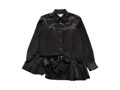 Pre-owned Comme Des Garçons Women's Comme Des Garcons Cotton Frill Hem Blouse In Desert Khaki