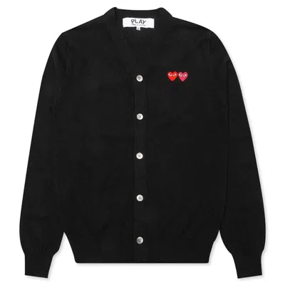 Pre-owned Comme Des Garçons Women's Comme Des Garcons Double Heart Cardigan In Black