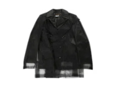 Pre-owned Comme Des Garçons Women's Comme Des Garcons Layered Design Jacket In White/carolina Blue