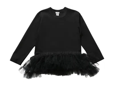 Pre-owned Comme Des Garçons Women's Comme Des Garcons Mesh Insert Long Sleeve Top In Black