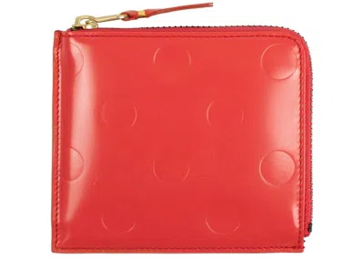 Pre-owned Comme Des Garçons Women's Comme Des Garcons Sa3100ne Wallet Polka Dots Embosssed In Red