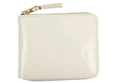 Pre-owned Comme Des Garçons Women's Comme Des Garcons Sa7100ne Wallet Polka Dots Embossed In White