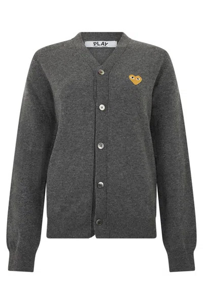 Comme Des Garçons Women Grey V Neck Cardigan In Multi