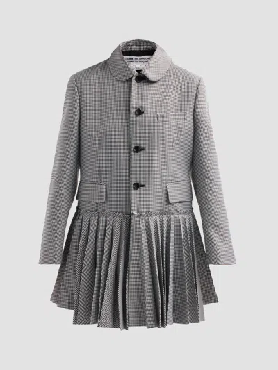 Comme Des Garçons Women's Houndstooth Pleated Coat In Multi