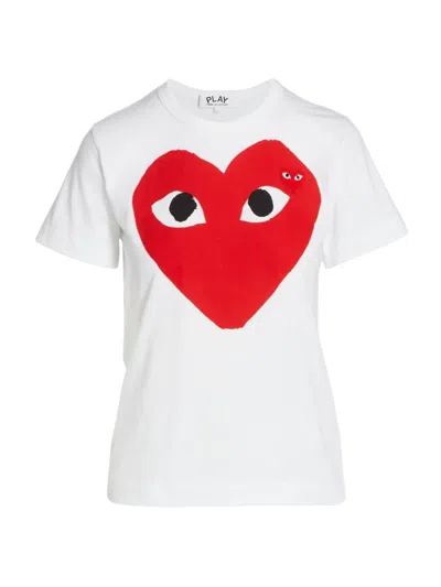 Comme Des Garçons Heart-print Cotton T-shirt In White