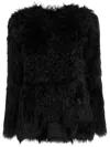 Comme Des Garçons Soft Faux-fur Long-sleeved Top With High-low Hem In Black
