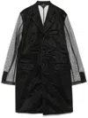 Comme Des Garçons Longline Sheer Sleeves Coat In Black