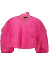 Comme Des Garçons Distinctive Collar Cropped Length Jacket In Pink