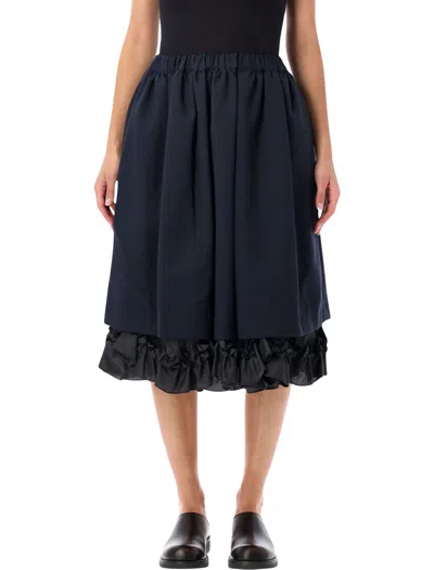 Comme Des Garçons Comme Des Garcons Women's Pleated Midi Skirt With Ruffle Hem In Blue