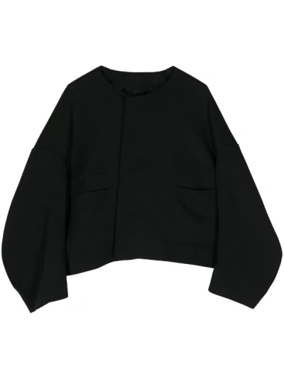 Comme Des Garçons Comme Des Garcons Women Solid Color Collarless Jacket In Black