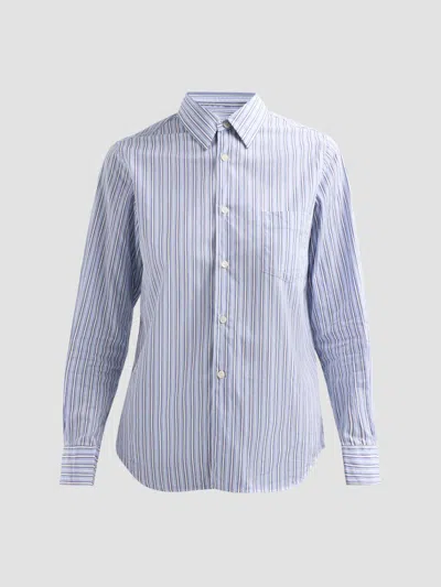 Comme Des Garçons Women's Stripe Cotton Shirt In Blue