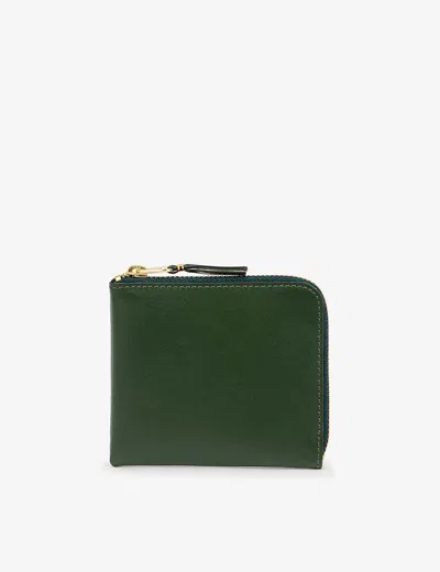 Comme Des Garçons Classic Brand-foiled Leather Wallet In Bottle Green