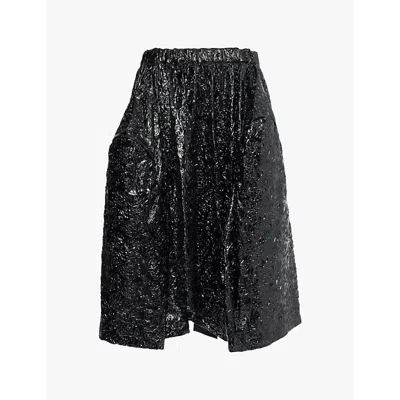 Comme Des Garçons Black Enamel Embossed Pattern Midi Skirt In 1 Black
