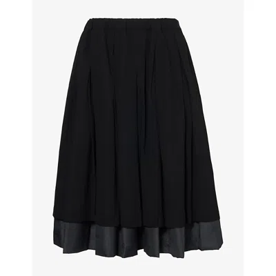 Comme Des Garçons Womens Comme Des Garcons Pleated Crepe Midi Skirt In Black X Black