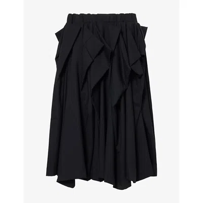 Comme Des Garçons Womens Comme Des Garcons Pleated Wool Midi Skirt In Black
