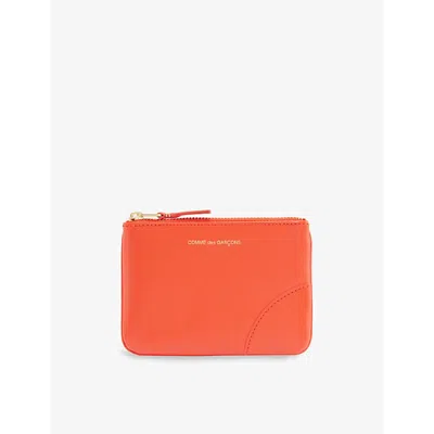 Comme Des Garçons Comme Des Garcons Mens Orange Logo-print Half-zip Leather Wallet
