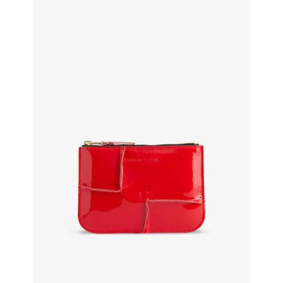 Comme Des Garçons Comme Des Garcons Womens Red Seam-effect Patent-leather Zip-top Wallet