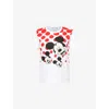 Comme Des Garçons Womens White  X Disney Mikey Mouse Polka-dot Cotton-jersey T-shirt In Multi