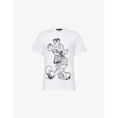 Comme Des Garçons Womens White Mickey Graphic-print Cotton T-shirt