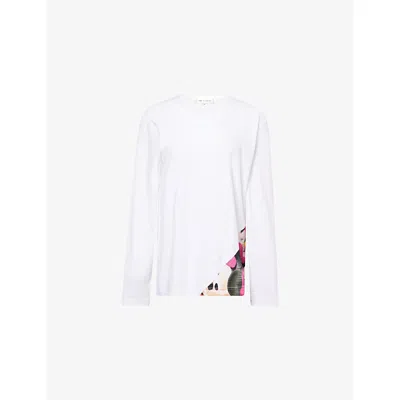 Comme Des Garçons Womens White Xd Pattern  X Disney Minnie Long-sleeves Cotton-jersey T-shirt