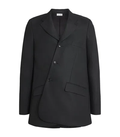 Comme Des Garçons Wool Asymmetrical Blazer In Multi