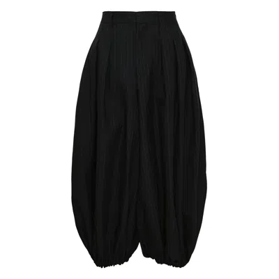 Comme Des Garçons Wool Wide-leg Tapered Pants In Black