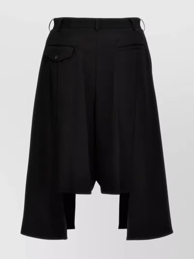 Comme Des Garçons Wool Bermuda Shorts With Pleats And Pockets In Black