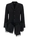 Comme Des Garçons Geometric Blazer Featuring Tulle Detailing In Black