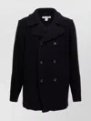 Comme Des Garçons Wool Blend Double-breasted Coat With Ribbed Sleeves