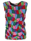 Comme Des Garçons Multicolor Ruched Tank Top In Green