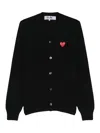 Comme Des Garçons Black Heart-patch Wool Cardigan In Black