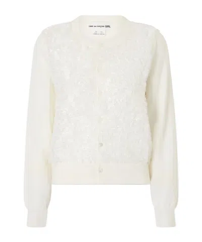 Comme Des Garçons Wool Cardigan In White