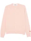 Comme Des Garçons Light Pink Round Neck Logo Cardigan In Multi