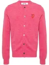 Comme Des Garçons Wool Cardigan With Heart In Pink