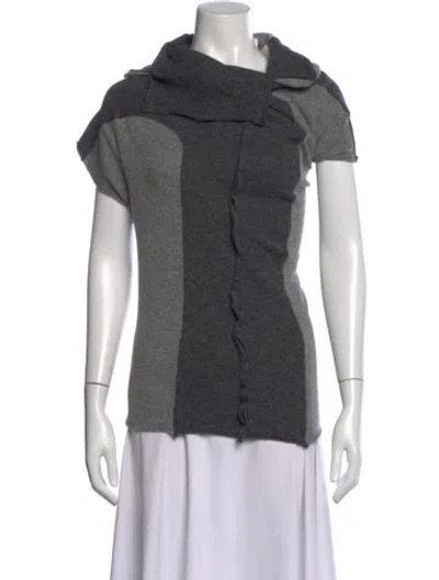Pre-owned Comme Des Garçons Wool Colorblock Pattern Sweater In Gray