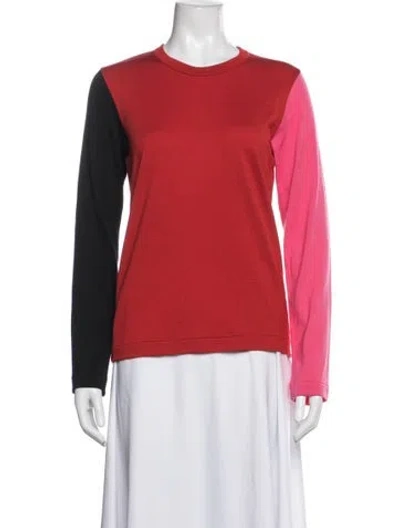 Pre-owned Comme Des Garçons Wool Colorblock Pattern Sweater In Red