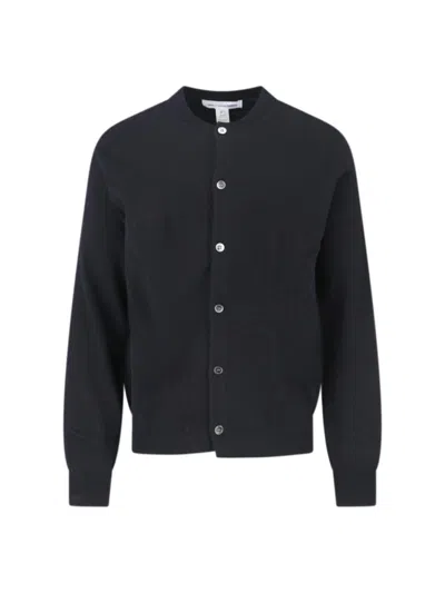 Comme Des Garçons Wool Crewneck Cardigan – Black In Blue