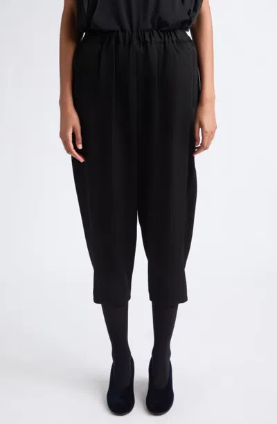 Comme Des Garçons Wool Doeskin Elastic Waist Crop Pants In Black