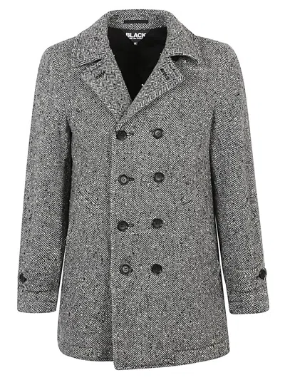 Comme Des Garçons Wool Double-breasted Coat Back Vent In Black