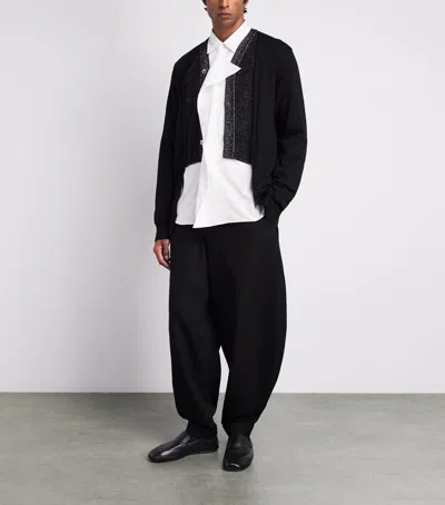 Comme Des Garçons Wool Double-layered Cardigan In Black