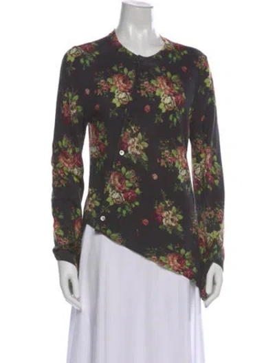 Pre-owned Comme Des Garçons Wool Floral Print Sweater In Black