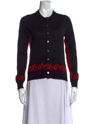 Pre-owned Comme Des Garçons Wool Floral Print Sweater In Black