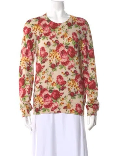 Pre-owned Comme Des Garçons Wool Floral Print Sweater In Neutral